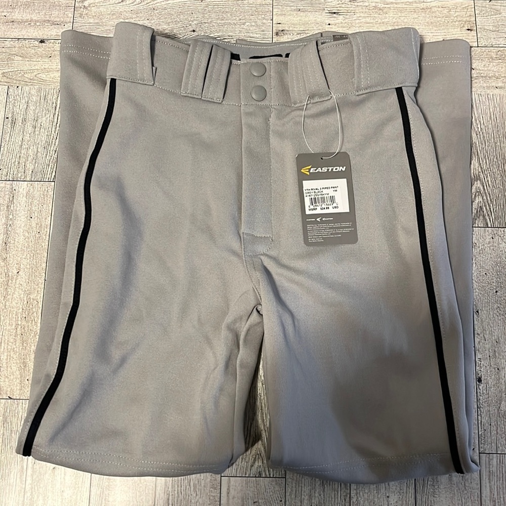 Easton Rival 2 Youth baseball pants 23-25” Youth medium, gray, open hem NWT